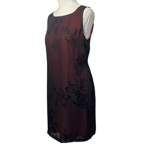 Vintage 90s Velvet Floral Silk Burgundy Romantic Goth Shift Dress